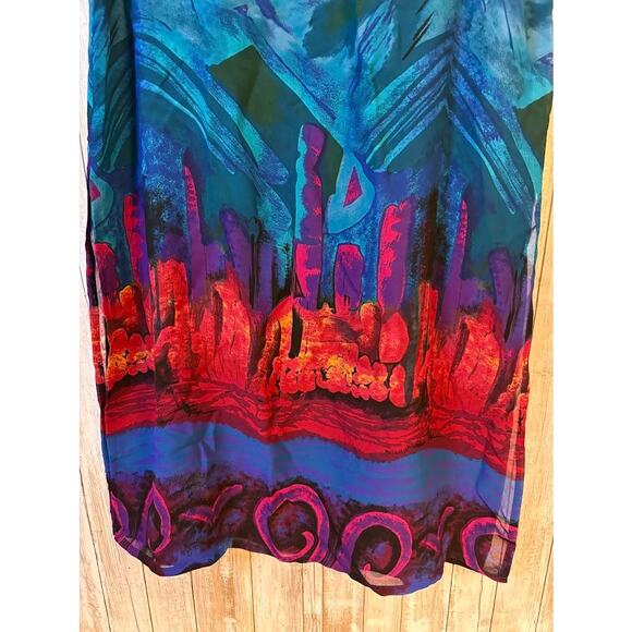 Chico's Blue Abstract Print Maxi Skirt - Size 2 (12) - Picture 2 of 9